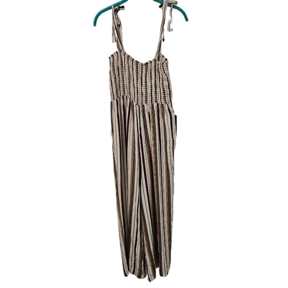 LunaChix Smocked Striped Cropped Jumpsuit NWT